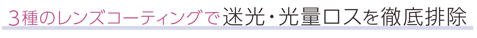3種のレンズコーティングで迷光・光量ロスを徹底排除