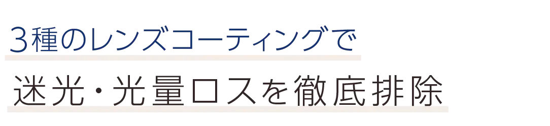 3種のレンズコーティングで迷光・光量ロスを徹底排除